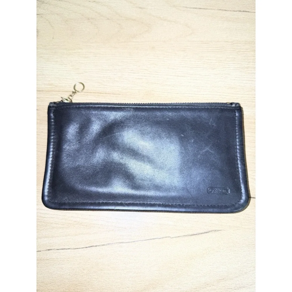 Coach Skinny Wallet Case Leather Makeup Bag Pouch Black Vintage # 7170 M